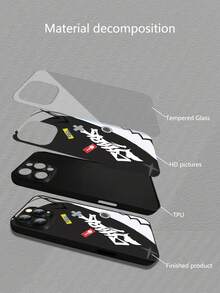 Fashionable Shark Logo Graphite Black Glass Material Phone Case Compatible With Apple 16 Pro Max/15 Pro Max/14 Pro Max/14 Plus/13/13 Pro Max/12 Pro/11 And Galaxy S25 Ultra/S24 FE/S24 Ultra/S23/S22/Note20 Ultra/A56/A55/A16/A54/J6, Redmi Note 14 Pro/13/12, Mi 14T Pro/13T Accessories - Black - View 3