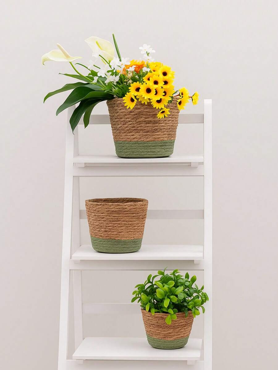 3 Packs, Plant Pots For Indoor Plants, Seagrass Planters, Planter Basket Indoor, Flower Pots Cover, Plant Containers, Natural