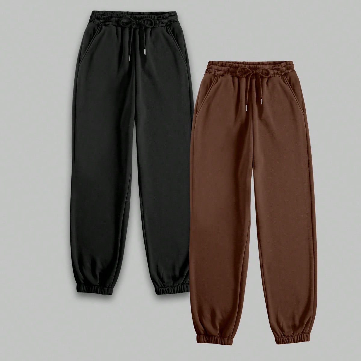 Conjunto de dos piezas de pantalones deportivos con cordón para mujer – Ropa de estar por casa casual con forro polar – Ideal para uso en el hoga