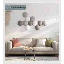 1 pieza 25cmx14.4cm Cabecero hexagonal de paquete suave Tatami Pared circundante Pegatina autoadhesiva Fondo de pared Dormitorio Sala de estar Decoración nórdica