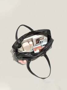 Japanese JK Style PU Backpack, Large Capacity Shoulder Crossbody Bag, Commuter Bag - Black - View 11