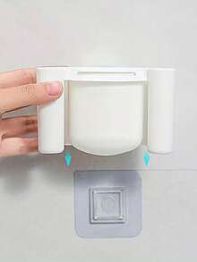 1pc Wall-Mounted Toothbrush Holder, Durable Plastic Bathroom Storage Box With Multiple Compartments For Toothbrush, Toothpaste And Necessities, Space Saving Design, Bathroom Storage Box With Drainage Function(Random Color)