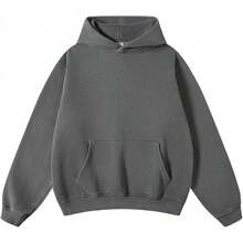 Mens Women Oversized Acid Wash Hoodie Unisex Heavyweight Vintage Fleece Sweatshirt & Hoodies For Men Couple 2025halloween - 灰色 - 查看 1