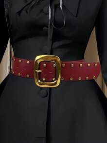 1 件波西米亚朋克风格超大复古红色铆钉腰带，emo 配饰适合搭配牛仔裤、外套、连衣裙，非常适合日常穿着、派对、音乐节、圣诞礼物、朋友礼物
