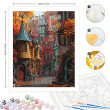 1 pieza Kit de pintura por números DIY para adultos, pintura de lienzo con paisaje de calle, para decoración del hogar de 40x50cm/16x20 pulgadas sin marco