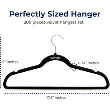 Serenelife Ganchos de Terciopelo Premium, Ahorradores de Espacio, Resistentes, con Gancho Metálico Giratorio de 360 ° , para Trajes, Pantalones y Vestidos,, Pack 20 - Negro - Ver 5