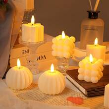 1 pieza de velas decorativas electrónicas, accesorios de decoración de fotos, luces de velas LED simuladas para cumpleaños, graduaciones y bodas. - Beis - Ver 3