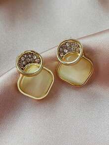 6 件/套简约几何猫眼仿珍珠耳环，新款时尚别致耳钉套装，适合女性日常和节日佩戴