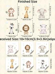 6pcs/Set Stiker Saklar Kartun Monyet, Jerapah, Gajah, Singa, Kuda Nil, Zebra, Stiker Dinding Dekorasi Rumah untuk Kamar Anak - MultiWarna - View 7