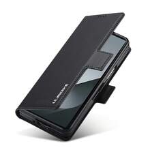 OUKNOEO Fashion Business Faux Leather Phone Case, Compatible With Samsung Galaxy Z Fold 7 6 5 4 3, With Pen Slot And 3 Card Slots, Anti-Theft Plush Wallet Style Protective Cover - Black - View 8