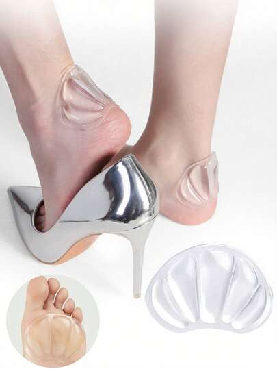 قطعتان/4 قطع من رقع الكعب الشفافة البسيطة والعملية لمنع البلى، رقع مضادة للبلى للأحذية الرياضية والكعب العالي، رقع سيليكون مضادة للبلى، تعديل حجم الحذاء بنصف مقاس، مناسبة للكعب العالي والأحذية الرياضية والأحذية الجلدية الصغيرة وما إلى ذلك