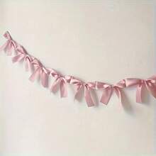 A Handmade Bow Ribbon Banner - No Electricity Needed, Decorative Handwoven Party Garland, Suitable For Events And Celebrations - 象牙白蝴蝶結 - 查看 5