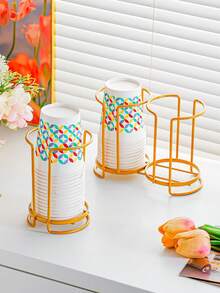 1 件豪华金属一次性杯架，适合家庭、咖啡厅和酒店使用的理想纸杯收纳盒 - 彩色 - 查看 3