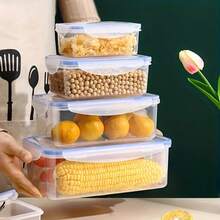 1pc Set Rectangular Refrigerator Food Container, Microwave Plastic Lunch Box, Airtight Meal Prep Containers For Food Storage, For Outdoor, Camping