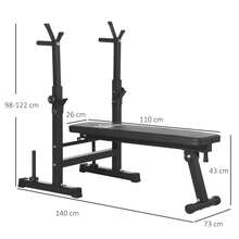 HOMCOM Adjustable Weight Bench, Foldable Bench Press With Barbell Rack, Dip Station, For Home Gym, Strength Training, Multi-Use Workout Bench, Black - Black - View 2