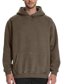 Mens Women Oversized Acid Wash Hoodie Unisex Heavyweight Vintage Fleece Sweatshirt & Hoodies For Men Couple 2025halloween - 咖啡 - 查看 3