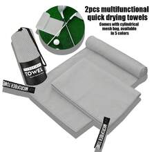 Toalha de praia/natação de microfibra superabsorvente de secagem rápida, 2/1 peça, toalha de praia macia de secagem rápida, dupla face, de pelúcia, cor sólida, portátil, para ioga, fitness e esportes