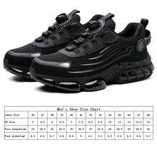 Men'S Comfortable Button Air Cushion Sole Shock-Absorbing Breathable Anti-Puncture Work Shoes - Black & Gray, Lace-Up Safety Shoes For Men, Industrial Footwear, Sleek Design, Durable Construction, Metal Toe Protection, Metal Toe Shoes - 黑色 - 查看 7