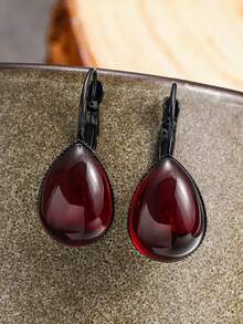 1 对哥特式吸血鬼红色时尚神秘水滴形女士耳环，神秘女巫珠宝万圣节礼物配饰 - 耳環 - 查看 3