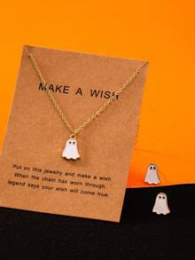 1pc New Cute Ghost Necklace, Halloween Prop, Gift Set For Women, Festival Party Costume - Multicolor - View 2