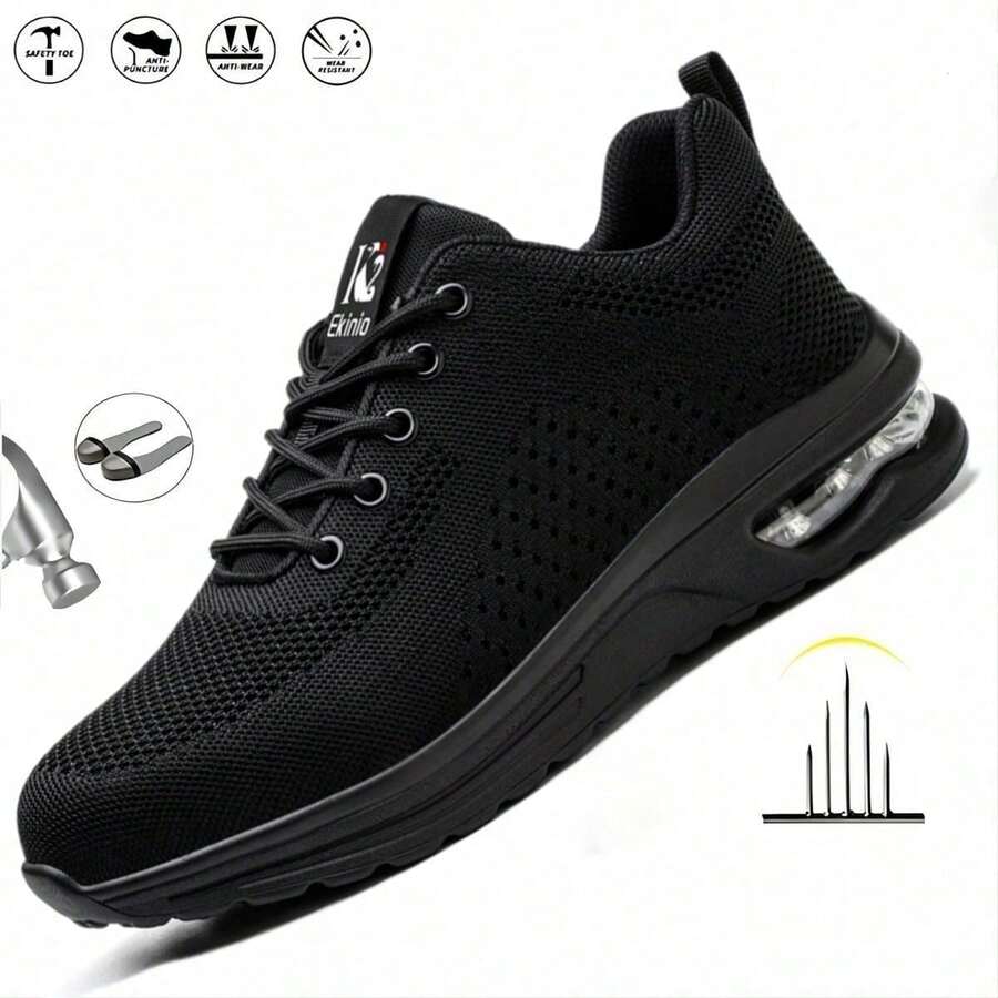 Tenis De Seguridad Zapatos Industrial Trabajo Mujer Hombre - Negro - Ver 1