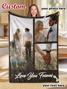 1 peça personalizada | Manta de flanela personalizada, manta decorativa personalizada com foto, manta leve e divertida personalizada, adequada para sofá, cama, viagens, camping, sala de estar, escritório, sofá, cadeira e cama - Manta de tecido de flanela macio e quente com impressão digital, manta de tamanho grande | Manta de tamanho pequeno, respirável, leve, lavável, divertida, fofa, romântica, macia, confortável, elegante, simples, personalizada, única, presentes ideais para ele, presentes ideais para ela, namorado, namorada, pai, mãe, família, amigos, para aniversários, Dia das Mães, aniversários, Dia dos Namorados, formatura, Dia dos Pais, casamentos, inauguração de casa, sofá, cama, carro, sala de chá, quarto, banheiro, sala de estar, sala de jantar - Multicolorido - Ver 3