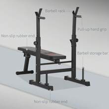 HOMCOM Adjustable Weight Bench, Foldable Bench Press With Barbell Rack, Dip Station, For Home Gym, Strength Training, Multi-Use Workout Bench, Black - Black - View 6