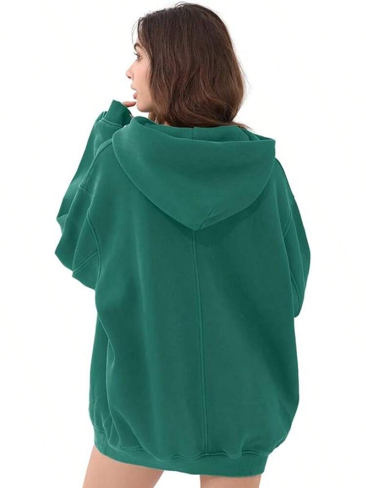 Mens Women Oversized Acid Wash Hoodie Unisex Heavyweight Vintage Fleece Sweatshirt & Hoodies For Men Couple 2025halloween - Dark Green - View 3