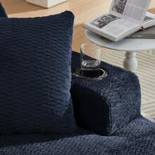 LUCKHAO 49" Chaise Lounge Indoor, Oversized Chaise Lounge Chair With 3 Comfy Pillows For Living Room Bedroom, Wide Arms Corduroy Fabric High-Density Foam No Assembly Required - 藏蓝色 - 查看 4