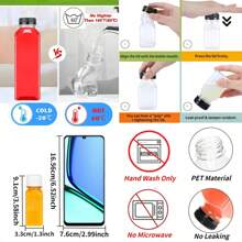 12pcs, 8oz Plastic Juice Bottles With Lids, 4oz, 5oz, 12oz, 16oz Reusable Beverage Bottles, Mini Fridge Bottles, Plastic Mini Juice Containers For Juicing, Smoothie Making, Tea And Homemade Drinks