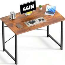 Sweetcrispy 44 In Computer Desk For Home Office, Modern Study Work Table Simple Style For Bedroom, Writing Desks With X-Shaped Reinforcement - 鏽棕色 - 查看 2
