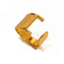 1pc Women's Fashion Retro 26 Alphabet Stainless Steel Open Ring - Yellow Gold - View 33