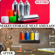 4-Can Metal Wall Mounted Spray Bottle Rack, Black Painted Finish, Hanging Storage Organizer Suitable For Various Room Types, Practical Storage/Organization Rack For Garage, Workshop