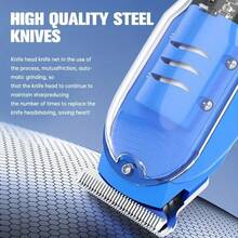 Vintage Transparent Body Men's Hair Clipper | Professional Electric Trimmer With LCD Screen - Hair Cutting & Beard Trimming  Wireless USB Charging  Ideal Valentine's Day Gift For Husband & Dad(Yellow/Green/Red/Black) - màu xanh lá - Xem 4