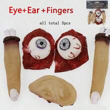 Decoración de Halloween Horrible Miembros rotos falsos de sangre Dedos Piernas Brazo Pies Corazón Partes del Body falsas a tamaño natural Accesorios para fiestas de Halloween