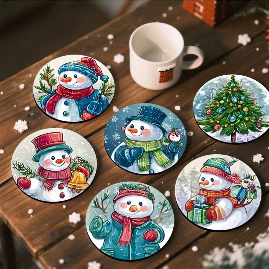 1 bộ/4 cái/6 cái/300 cái Đế lót ly bằng bùn diatom họa tiết người tuyết, thích hợp để trang trí nhà cửa, quán cà phê, trà chiều, trang trí nhà hàng, tiệc theo chủ đề, trang trí hàng ngày và cũng có thể làm quà tặng Giáng sinh - Nhiều màu - Xem 1