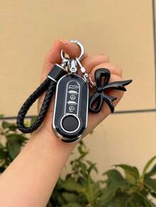 菲亚特依维柯 Eurosport 钥匙扣套，全扣 500 Bravo 保护壳，蝴蝶结装饰 PU 皮革钥匙扣 - 均碼 - 查看 6