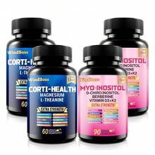 Windboss Combo 2 Cajas Suplemento Cortisol + Inositol | 180+120 Cápsulas en Total | Apoyo Diario para Energía y Equilibrio - paquete 2 - Ver 2