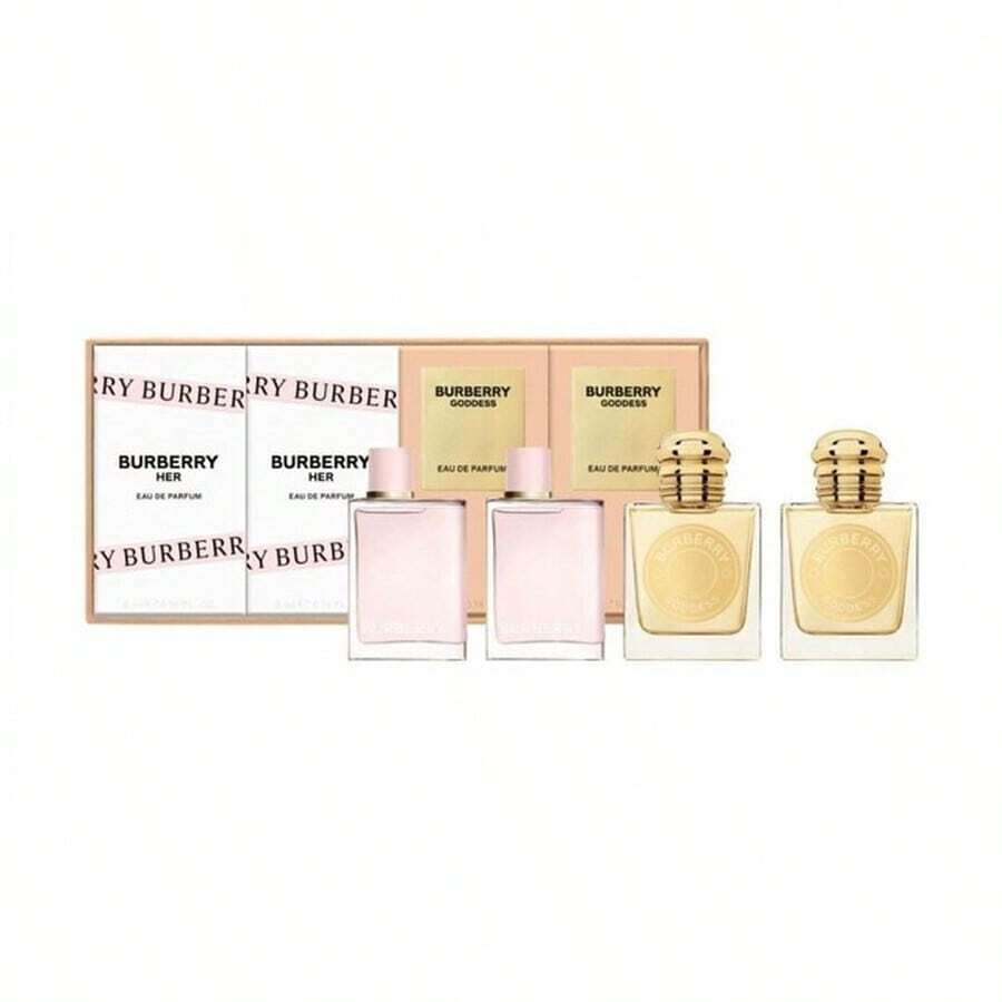 Burberry 4 件迷你套裝（女神香水 5ml*2 + 她香水 5ml*2）女士香水迷你套裝，0.16盎司/5毫升*4，0.17盎司/5毫升*4 - 持久留香，適合生日、辦公、送禮、日常使用 - EDP 4件迷你套裝 - 查看 1