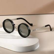 1pc Handmade ND9 Density Round Frame Fashionable Glasses - Metal Unisex Glasses, Suitable For Daily Wear - Multicolor - View 4