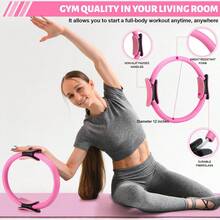 Set Of 18 Pilates Ring Essential Kit Women Pilates Ring And Ball Ankle Resistance Band Yoga Strap Socks Arm Stretcher Latex Tube Gym Back Bag Exercise Equipment Workout - Pink - View 11