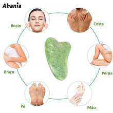 Ahania Rolo Pedra de Jade Rolinho de Massageador Facial Pedra Jade Pedra GuaSha - Facial Anti Rugas Massagem Facial Coporal - Verde - Visão 8