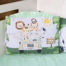 Kit Mini Berço Menina Menino com Trança Sublimado Light 10 Peças - Amiguinhos Da Floresta Verde - Visão 2