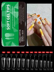 550片软胶美甲贴片，中短款杏仁形、棺材形，全覆盖哑光延长工具，亚克力按压式美甲，DIY美甲装饰，美甲用品 - 無色 - 查看 13