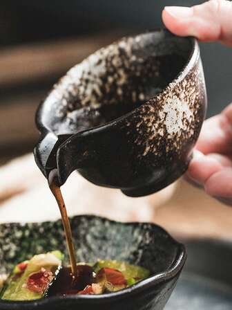 1 st keramisk sil och kryddskål i retrostil för kommersiellt bruk – perfekt för servering av sojasås, vinäger, snacks, gryta och bardippsåser