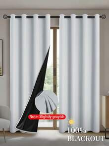 两片装遮光窗帘，带隔热衬里，轻质涤纶面料，顶部穿孔设计，适用于客厅、卧室、厨房、浴室、家居装饰。