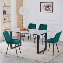 AINPECCA Dining Chairs Set Of 2 Pcs Velvet Kitchen Counter Chairs Lounge Leisure Living Room Corner Reception With Backrest And Padded Seat - Green - View 4