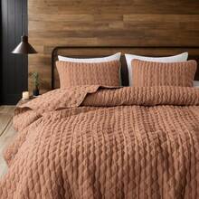 Blue Quilt King Size Bedding Sets With 2 Pillow Shams, Lightweight Soft Bedspread Coverlet, Quilted Blanket Thin Comforter Bed Cover All Season, 3 Pieces, 104x90 Inches, All - Season Bedding - 亮橙色 - 查看 9