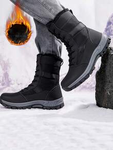 Neue Winterwarme Plüsch Herren Schneestiefel Outdoor Sportschuhe Wanderstiefel Hochwertige Stiefel Leicht Vielseitig Paar Design Warme Stiefel - Schwarz - Übersicht 4