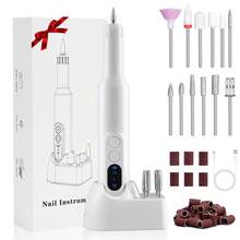 Portable Rechargeable Cordless Electric Nail Drill - Professional Nail File Machine With Drill Bits & Sanding Bands For Acrylic Gel Nails, Manicure & Pedicure Polishing